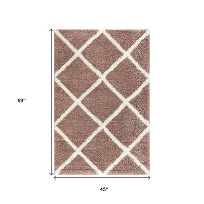 3' X 5' Beige Geometric Area Rug