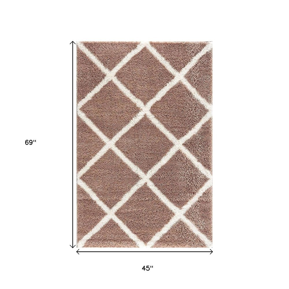 3' X 5' Beige Geometric Area Rug