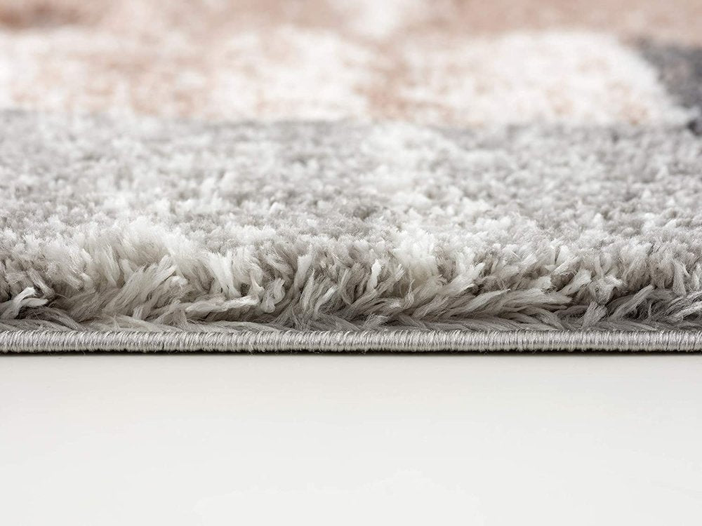 4' X 6' Beige Modern Blocks Area Rug