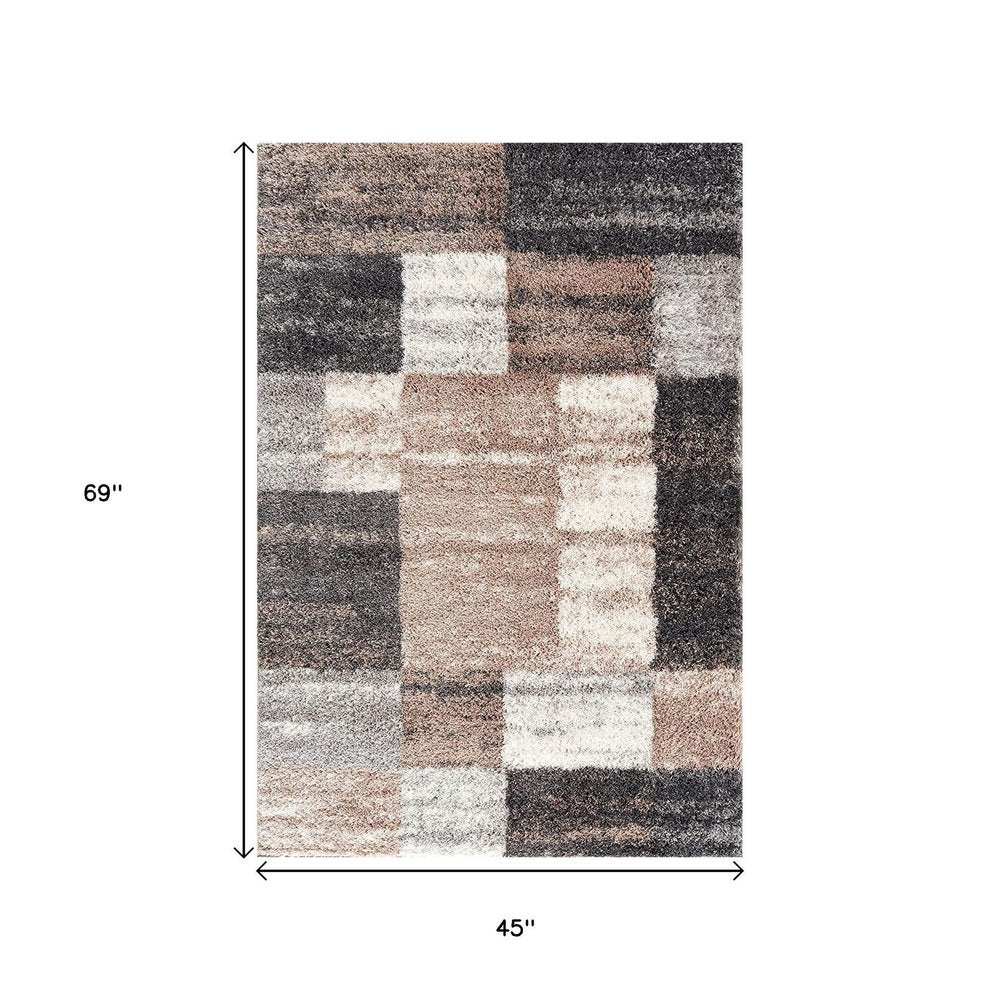 5' X 8' Beige Modern Blocks Area Rug