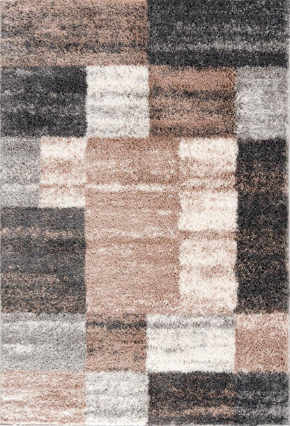 5' X 8' Beige Modern Blocks Area Rug