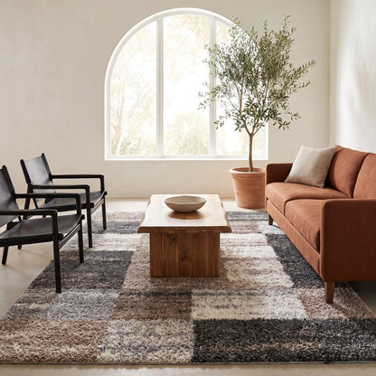 5' X 8' Beige Modern Blocks Area Rug