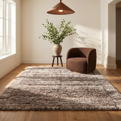 4' X 6' Ivory And Brown Retro Mod Area Rug