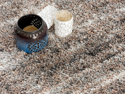 5' X 8' Ivory And Brown Retro Mod Area Rug