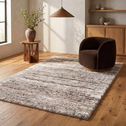 4' X 6' Ivory And Brown Retro Mod Area Rug