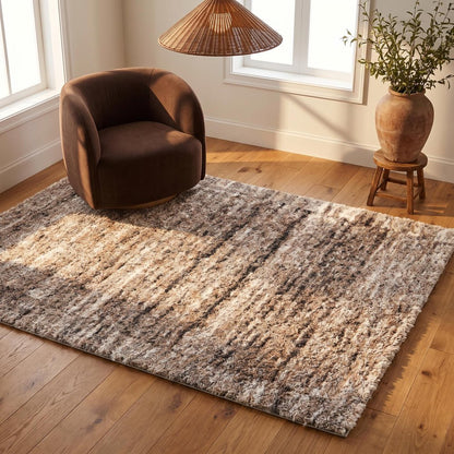 4' X 6' Ivory And Brown Retro Mod Area Rug