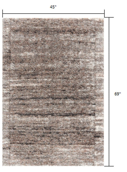 5' X 8' Ivory And Brown Retro Mod Area Rug