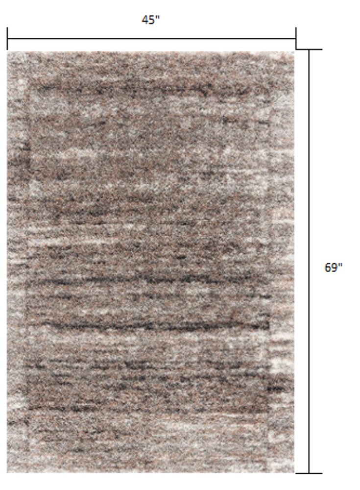 7' X 9' Ivory And Brown Retro Mod Area Rug