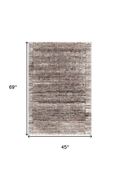 7' X 9' Ivory And Brown Retro Mod Area Rug