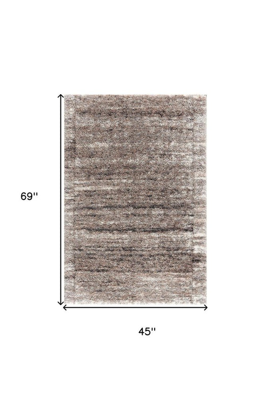 5' X 8' Ivory And Brown Retro Mod Area Rug