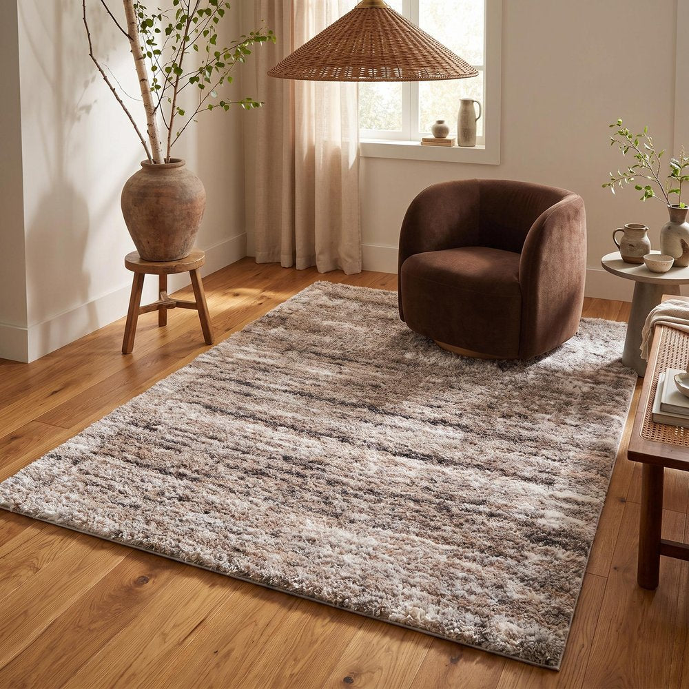 4' X 6' Ivory And Brown Retro Mod Area Rug