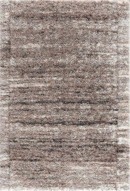 7' X 9' Ivory And Brown Retro Mod Area Rug