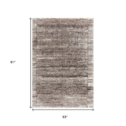 4' X 6' Ivory And Brown Retro Mod Area Rug