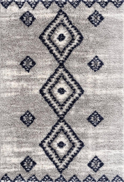 4' X 6' Gray And Navy Boho Chic Area Rug