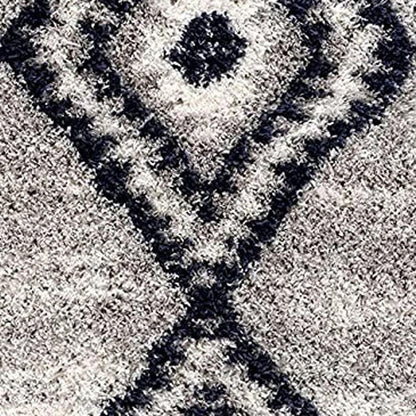 8' X 11' Gray And Navy Boho Chic Area Rug