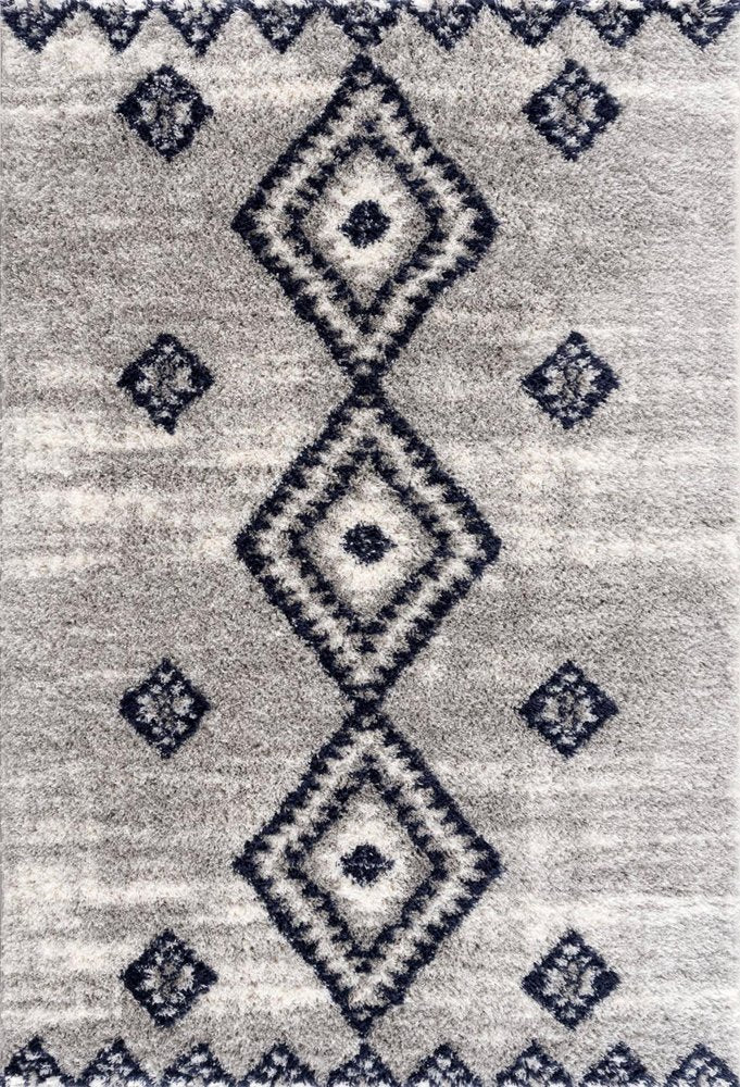 4' X 6' Gray And Navy Boho Chic Area Rug