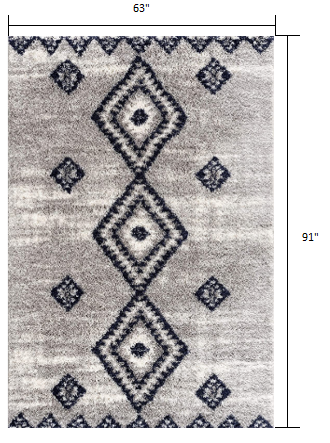 8' X 11' Gray And Navy Boho Chic Area Rug