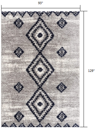 4' X 6' Gray And Navy Boho Chic Area Rug