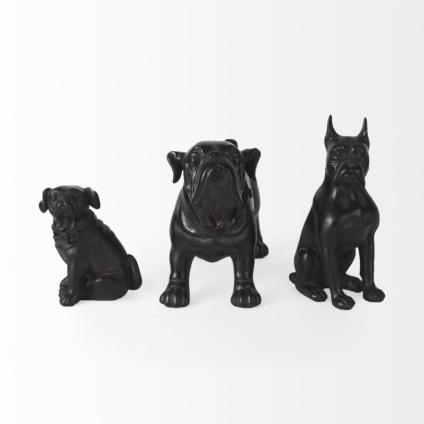 Black Resin Boxer Dog Shaped Decor Piece