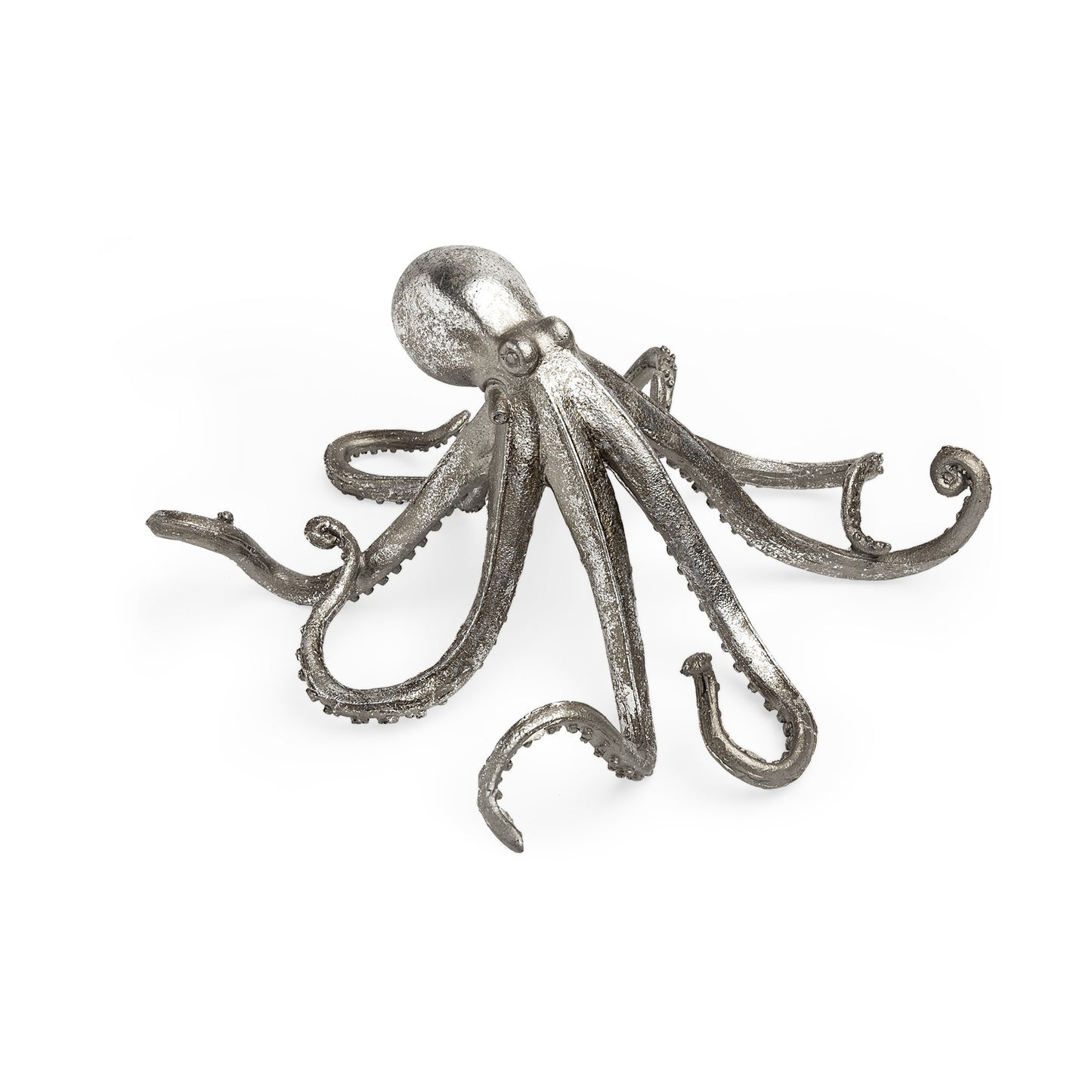 12" Antiqued Silver Resin Octopus Tabletop Sculpture