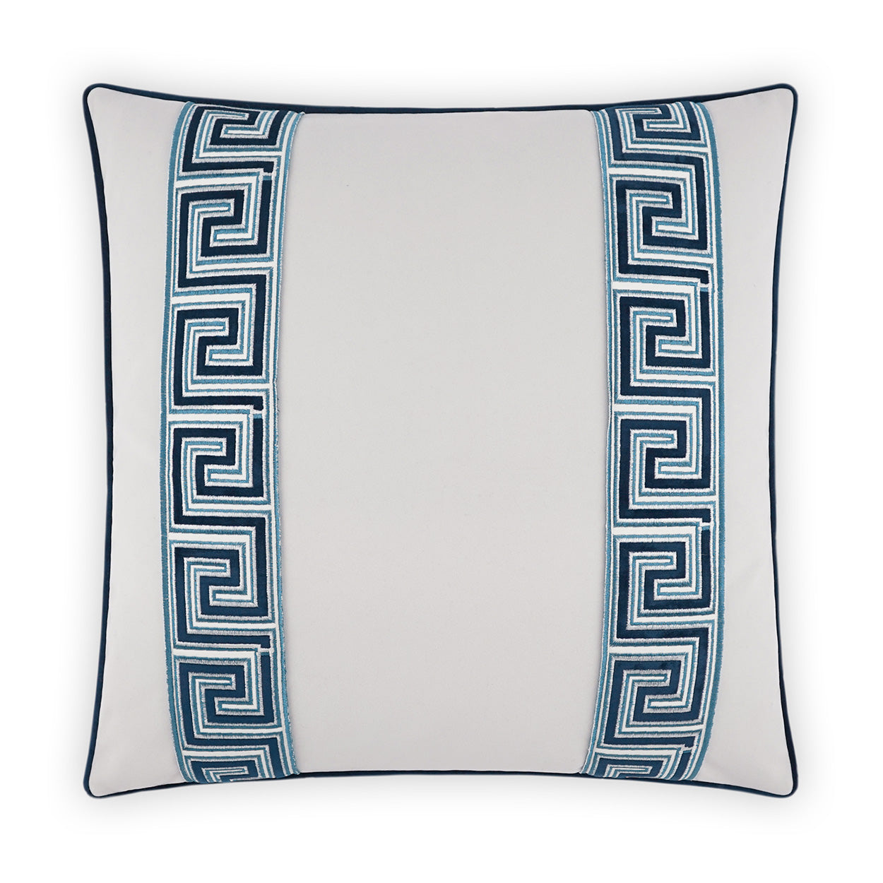 D.V. KAP HOME   24" x 24" Fontanelle Pillow - Blue Traditional, Band / Ribbon    - 3924-B-2424