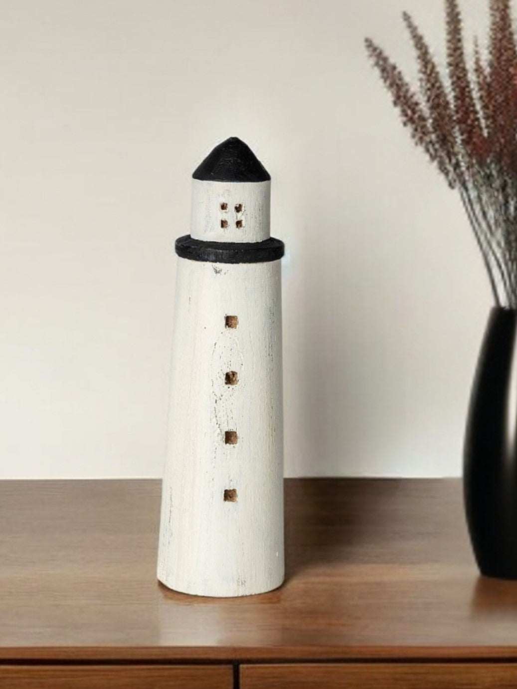 White Jumbo Rustic Wooden Lighthouse