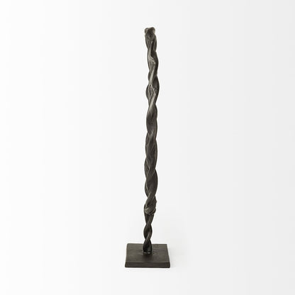 23" Black Metal Round Braided Tabletop Sculpture