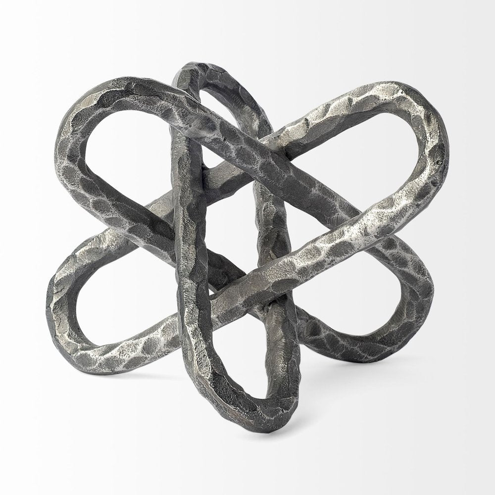 10" Antiqued Silver Metal Chain Link Tabletop Sculpture