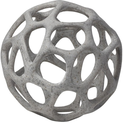 6" Gray Metal Abstract Decorative Orb Tabletop Sculpture