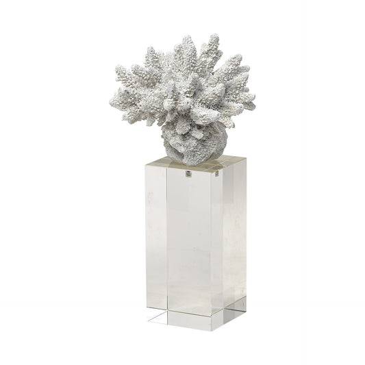 10" White Contempo Coral And Glass Sculpture