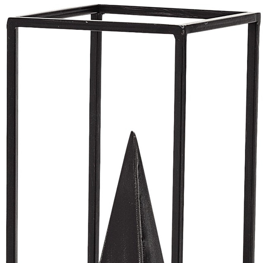 Black Metal Framed Pyramid Sculpture