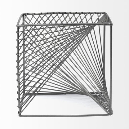 8" Silver Metal Cube Tabletop Sculpture