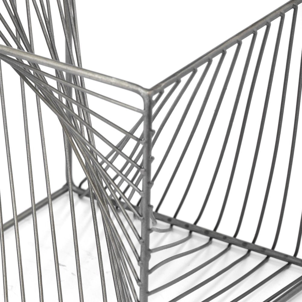 8" Silver Metal Cube Tabletop Sculpture