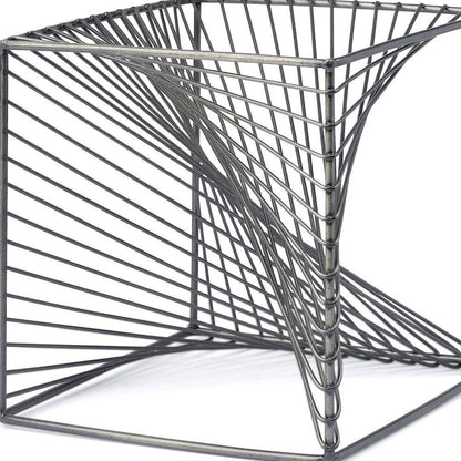 8" Silver Metal Cube Tabletop Sculpture