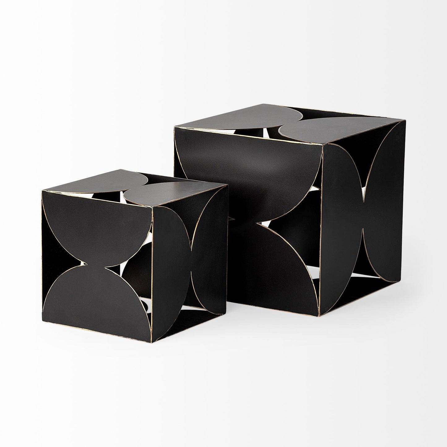 8" Contemporary Black Metal Geo Cube Sculpture