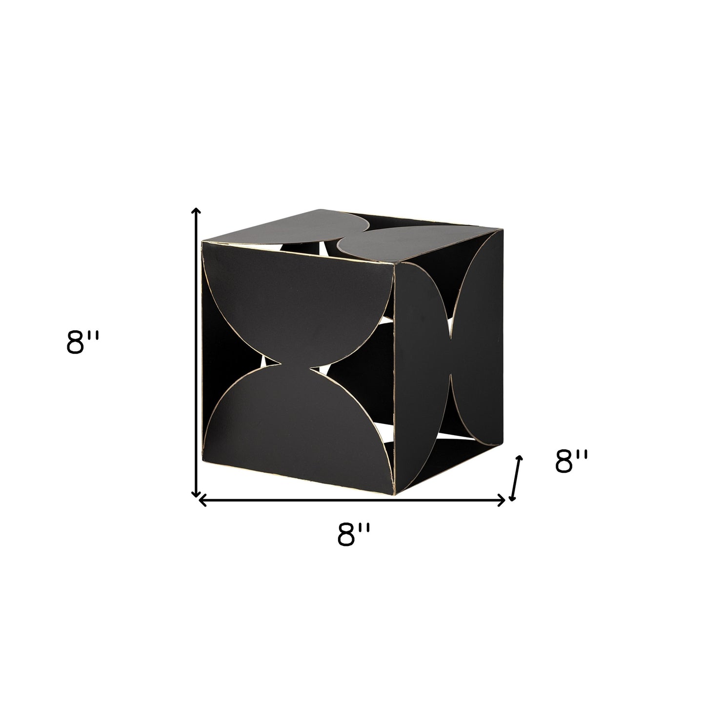 8" Contemporary Black Metal Geo Cube Sculpture