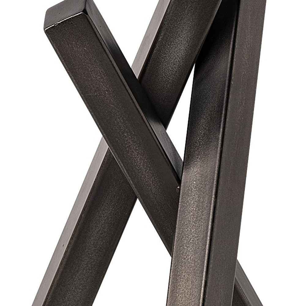 12" Gunmetal Gray Metal Abstract Geometric Tabletop Sculpture