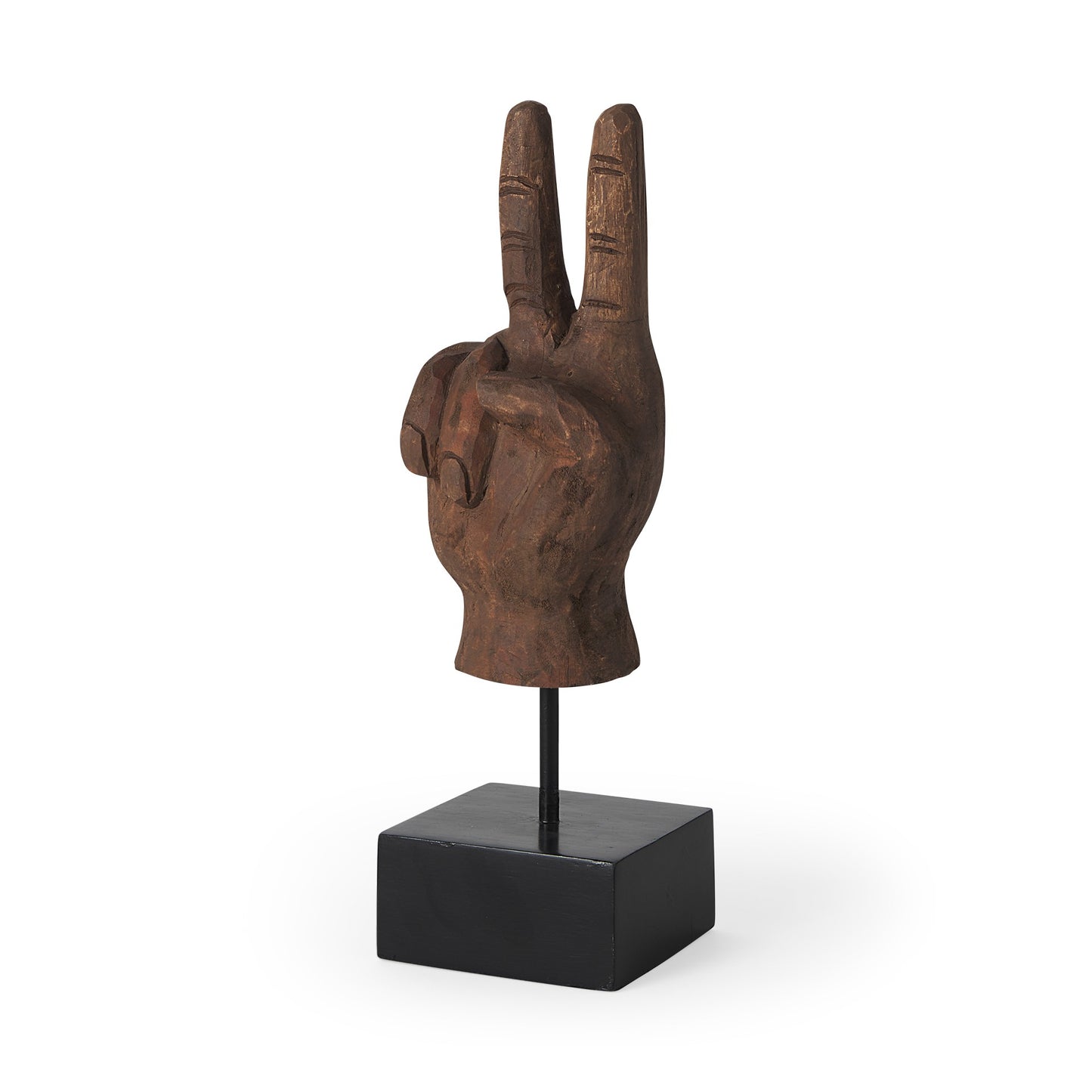 Dark Brown Wooden Peace Sign Decor Piece