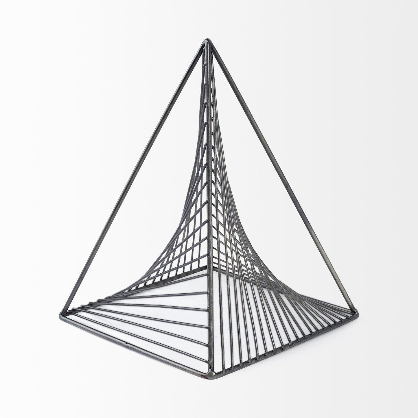 Contemporary Gray Metal Triangular Decor Piece