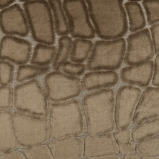 Tan faux crocodile-embossed fabric texture with chunky scale pattern; ideal for upholstery or bags.