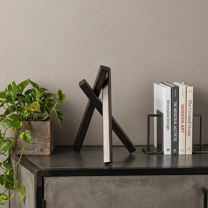 10" Black Metal Abstract Tabletop Sculpture