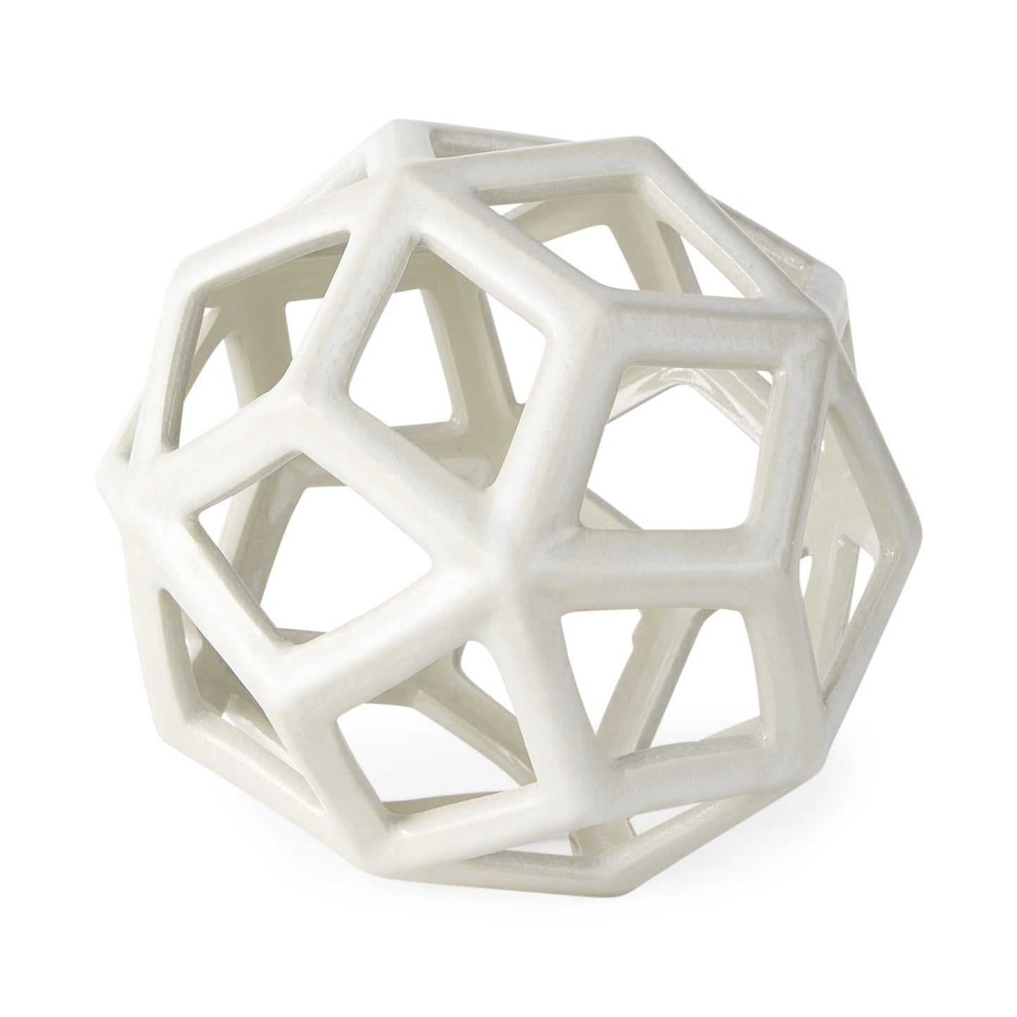 White Crackle Glaze Ceramic Geometric Sculpture