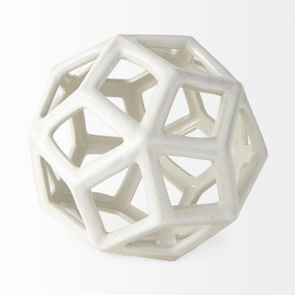 7" White Ceramic Decorative Orb Tabletop Sculpture