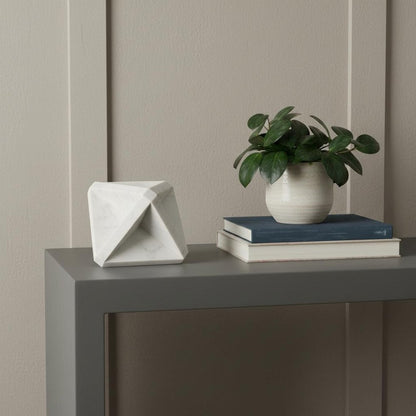 White Marble Geometric Square Sculpture