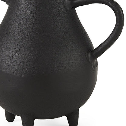 8" Black Two Handle Ceramic Jug Vase