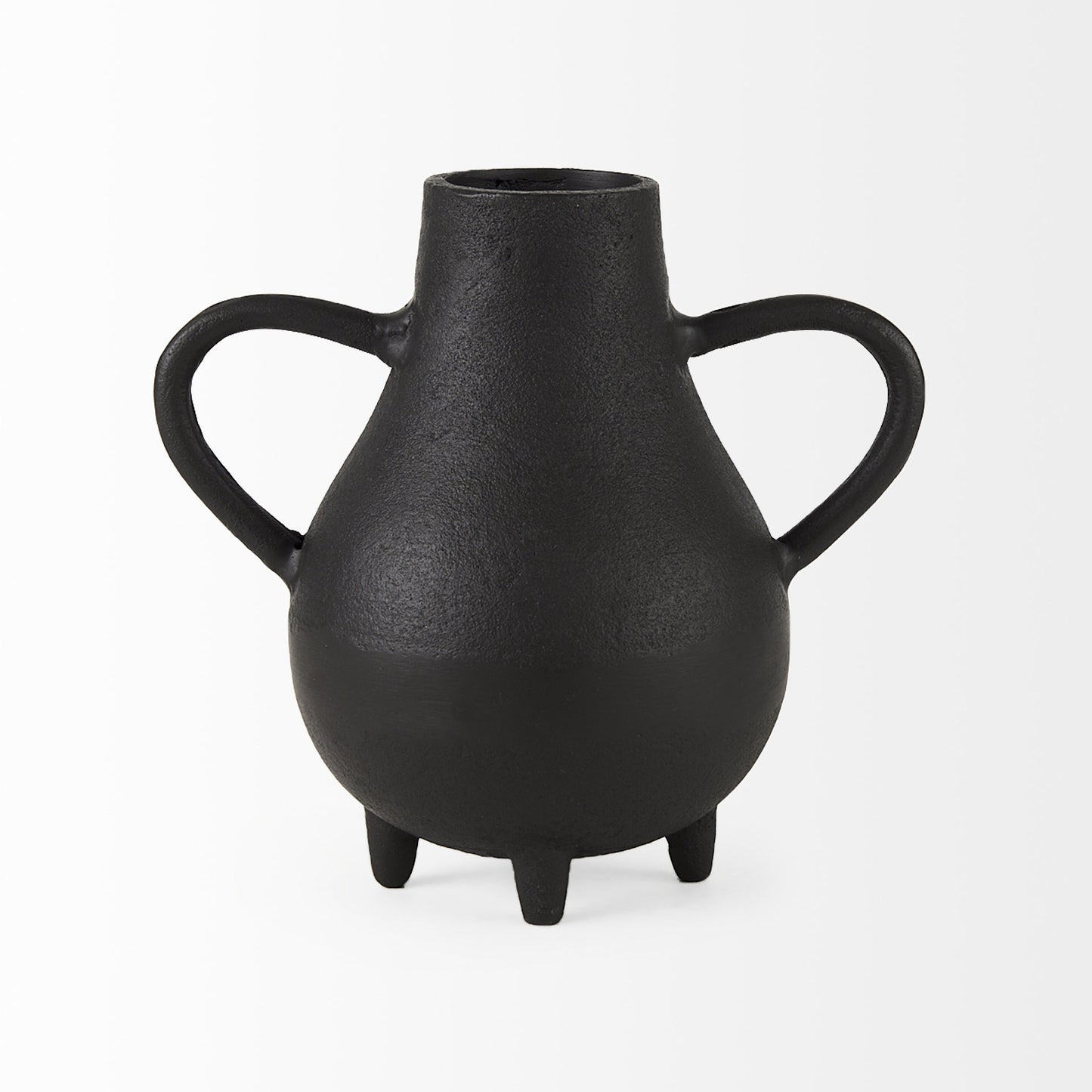 Black Matte Metal Two Handle Vase