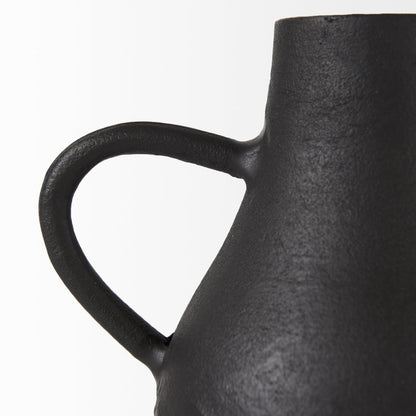 8" Black Two Handle Ceramic Jug Vase