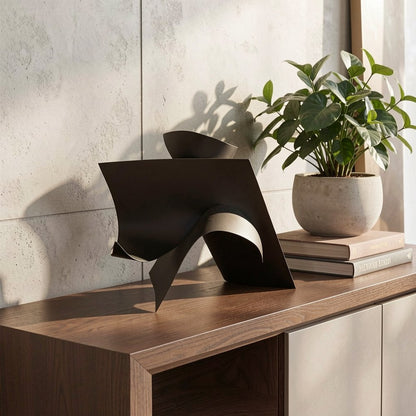 18" Metal Antiqued Black Modern Abstract Sculpture