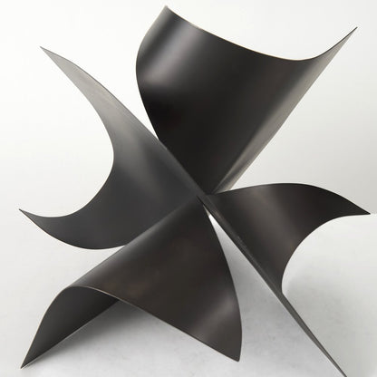 18" Metal Antiqued Black Modern Abstract Sculpture