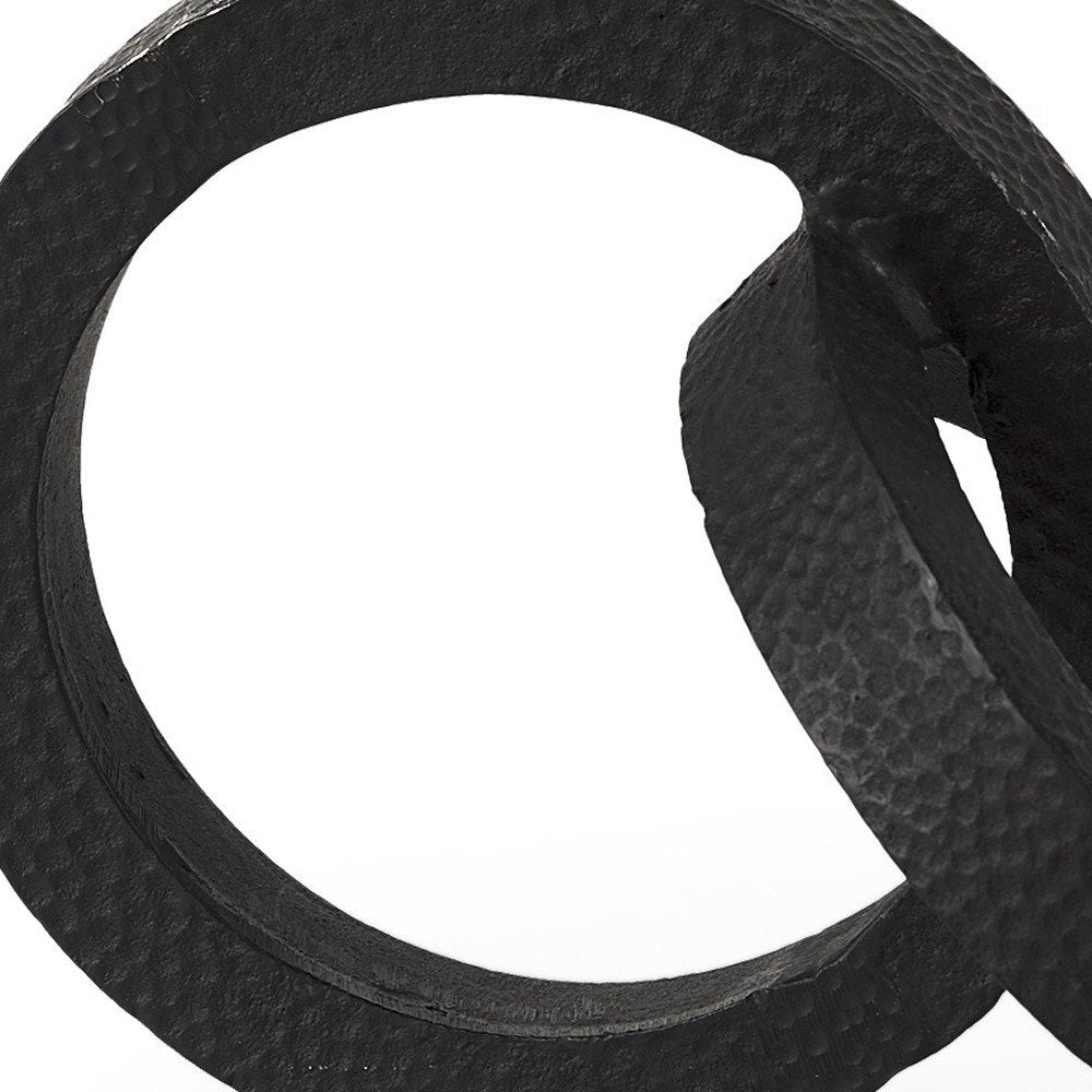 Two Ring Black Hammered Metal Sculpture